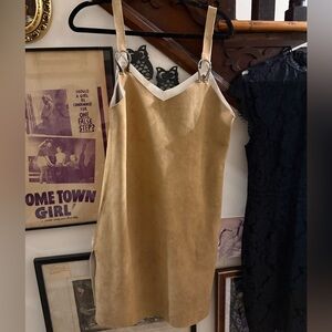 🤎 Ochre & Shoosh Suede Strap Mini Dress Tan Ring Strap Slip